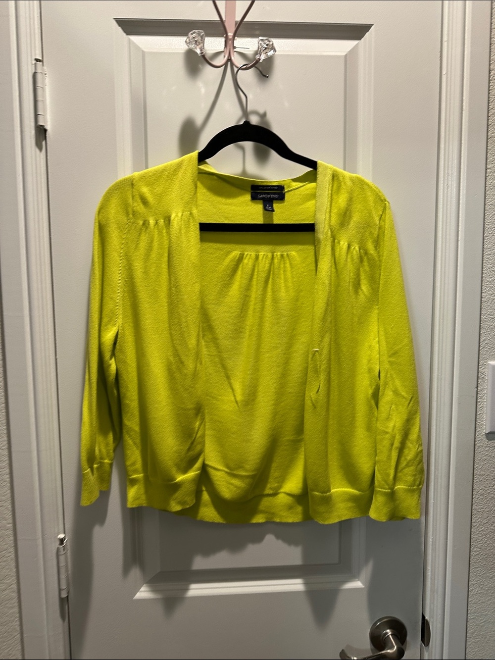 Lands' End Neon Yellow Open-Front Cardigan